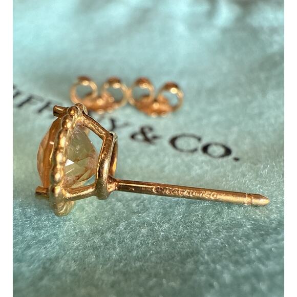 Tiffany & Co. 18k Yellow Gold Sparkling Citrine Flower Beaded Stud Earrings - Picture 5 of 16